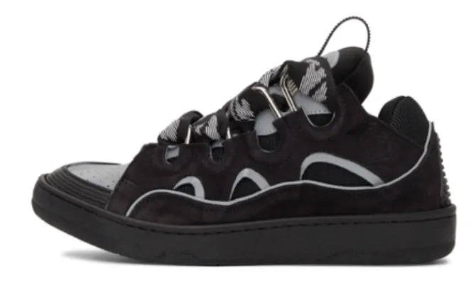 Curb Trainers In Black Leather