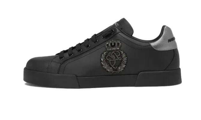 Calfskin nappa Portofino sneakers with crown patch Black - Imagen 2